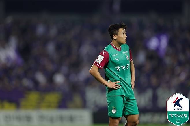 31일 FC안양과 경기에 후반 교체 출전한 대전하나시티즌 정재희