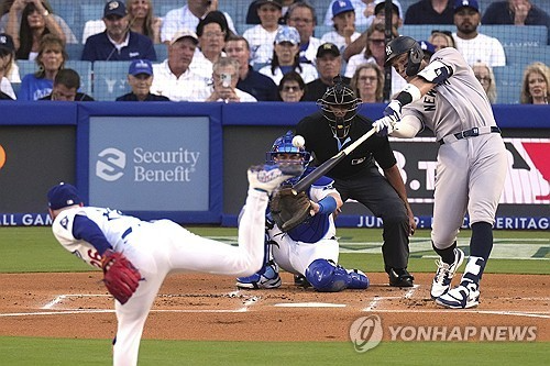 1회초 솔로홈런을 날린 에런 저지. 사진[AP=연합뉴스]