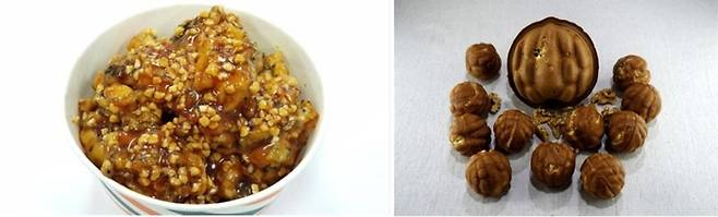 사진 왼쪽부터 경주 표고강정, 점보 호두과자 / 사진 = 한국도로공사