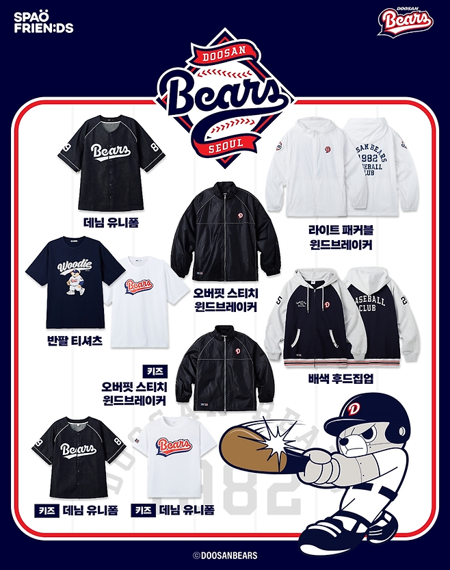 스파오 두산베어스 협업 의류. [사진=이랜드]