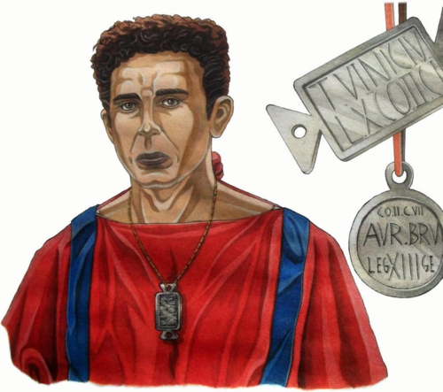 이 남자 인중이 대단하다. 시그나쿨룸(인식표)를 착용한 로마군 상상도. [사진 출처=AMELIANVS, deviantart]