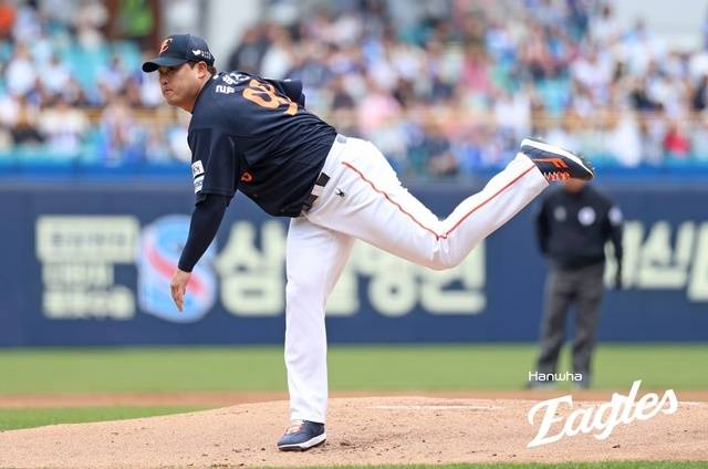 30일 창원 NC전에서 쾌투한 류현진. 사진=한화 제공