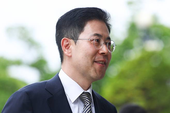 손준성 대구고검 차장(검사장)이 지난 13일 서울 종로구 헌법재판소에서 열린 탄핵심판 첫 정식 변론기일에 출석하고 있다. [연합]