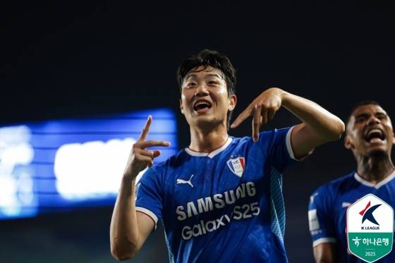 김지현이 득점 후 세리머니하고 있다. /사진=한국프로축구연맹 제공