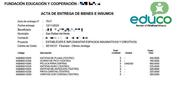 랜섬웨어 조직 노바가 사전 유출한 문서. 한 비영리 아동교육단체 사업과 관련해 물품 수령 등을 확인하는 내용이 담겼다.(사진=화면 캡처)