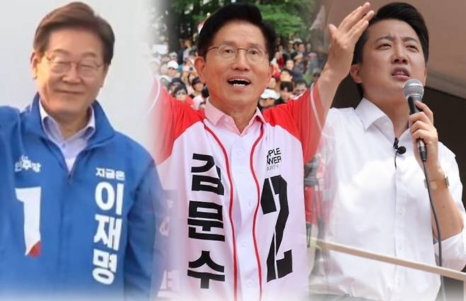 (왼쪽부터) 이재명, 김문수, 이준석 대선 후보.