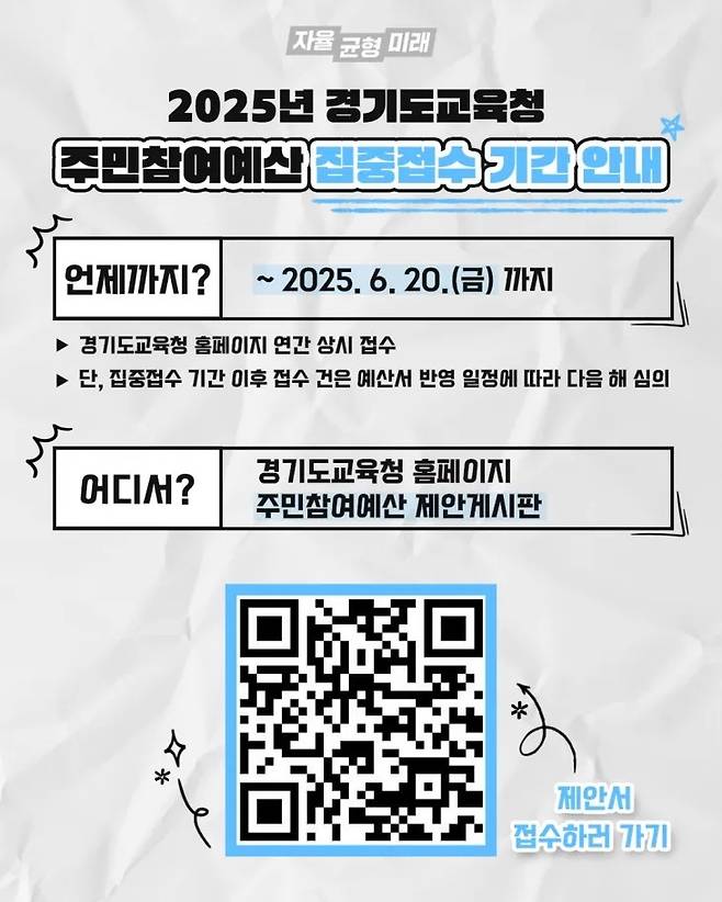 경기도교육청 주민참여예산 제안서 안내문./사진제공=도교육청