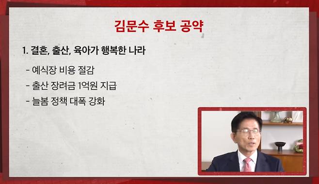 유튜브 채널에 나와 '늘봄 정책'을 대폭 강화하겠다고 공약한 국민의힘 김문수 후보. 해당 유튜브 채널 캡처