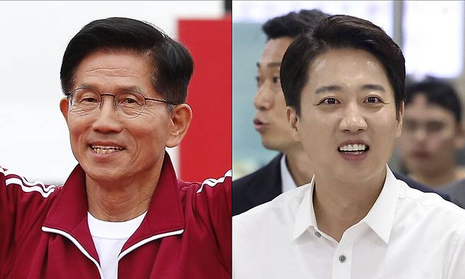 김문수 국민의힘 대선후보(왼쪽), 이준석 개혁신당 대선후보, 뉴시스