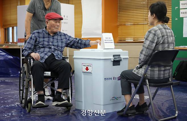 서울 영등포구 윤중중학교 투표소. 권도현 기자