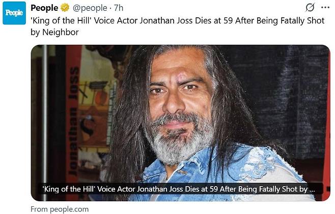 배우 조너선 조스의 사망 소식 전한 피플지 온라인 기사 [People X 게시물 캡처. 재판매 및 DB 금지]