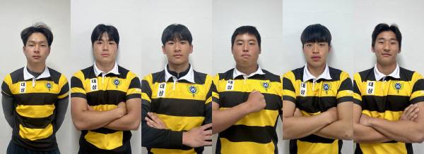 대구 상원고 럭비부 선수들. 왼쪽부터 박지환, 진성호, 정인호, 이성훈, 강준용, 김환성 선수.