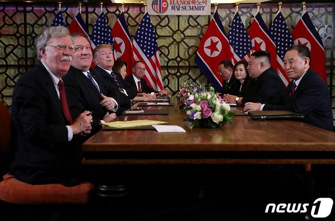 2019년 2월28일 베트남 하노이에서 열린 미국-북한 정상회담 현장. ⓒ 로이터=뉴스1 ⓒ News1 정윤미 기자