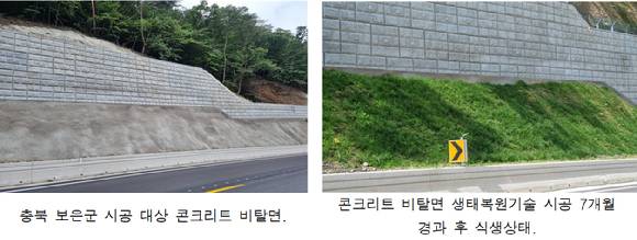 지질자원연 연구팀이 노후 콘크리트 비탈면을 친환경으로 복원할 수 있는 기술을 개발했다. [사진=지질자원연]