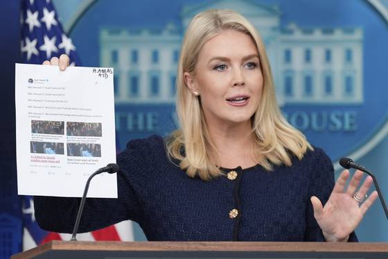 캐롤라인 레빗 백악관 대변인은 3일(현지시간) 백악관 브리핑을 통해 "트럼프 대통령이 철강 등에 대한 관세를 50%로 인상하는 행정명령에 서명할 예정"이라고 밝혔다. AP=연합뉴스