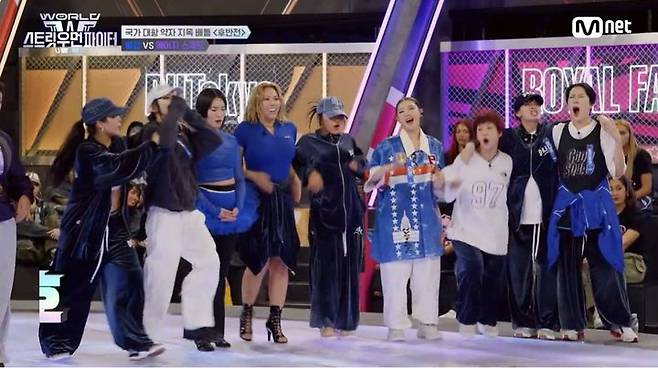 [서울=뉴시스] 3일 오후 방송된 엠넷 댄스 경연 프로그램 '월드 오브 스트릿 우먼 파이터'에선 국가 대항 약자 지목 배틀이 그려졌다. (사진=엠넷 제공) 2025.06.04 photo@newsis.com *재판매 및 DB 금지