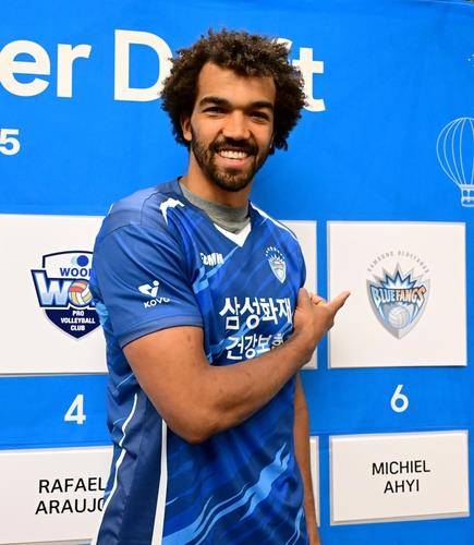 외국인 선수 드래프트서 삼성화재의 지명을 받은 미힐 아히  [한국배구연맹 제공. 재판매 및 DB 금지]