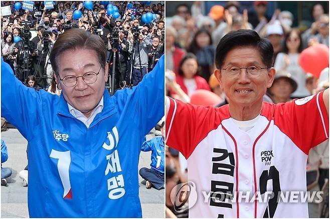 유세하는 이재명 대통령(왼쪽)-김문수 전 대선후보 [연합뉴스 자료사진]
