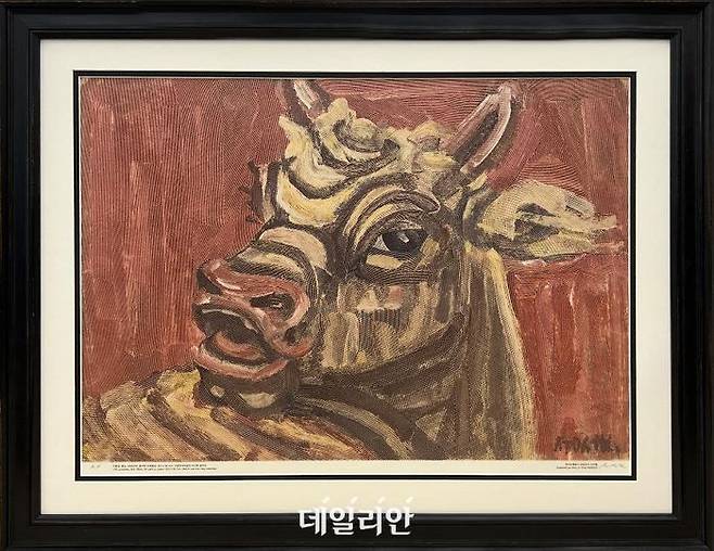 이중섭 ‘황소’ 대형 요판화.ⓒ뉴시스