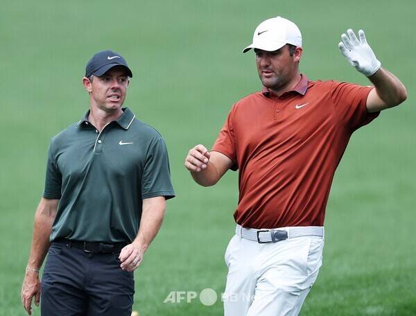 2025년 미국프로골프(PGA) 투어 RBC 캐나다 오픈에 출전하는 로리 맥길로이. 사진은 맥길로이와 나란히 시즌 3승을 기록한 세계랭킹 1위 스코티 셰플러. 사진제공=ⓒAFPBBNews = News1