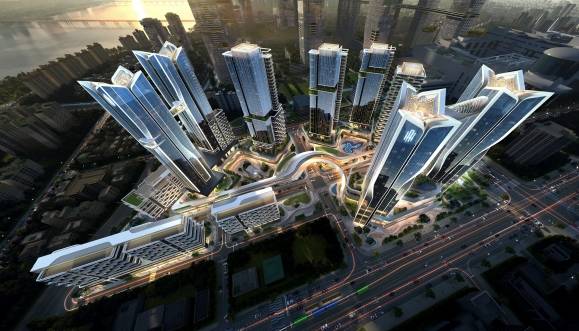 포스코이앤씨가 서울 용산정비창 전면1구역에 제시한 ‘오티에르 용산’ 조감도. 포스코이앤씨 제공