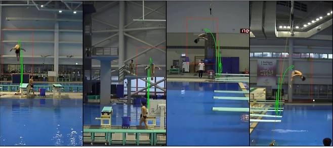 다이빙 훈련에 도입한 AI 기반 3D 동작 분석 및 예측 시스템 운영 장면. [대한수영연맹 제공. 재판매 및 DB 금지]