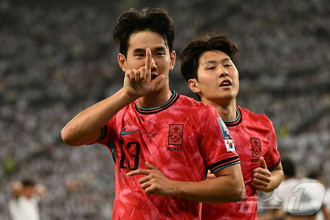 득점 후 환호하는 김진규ⓒ AFP=뉴스1