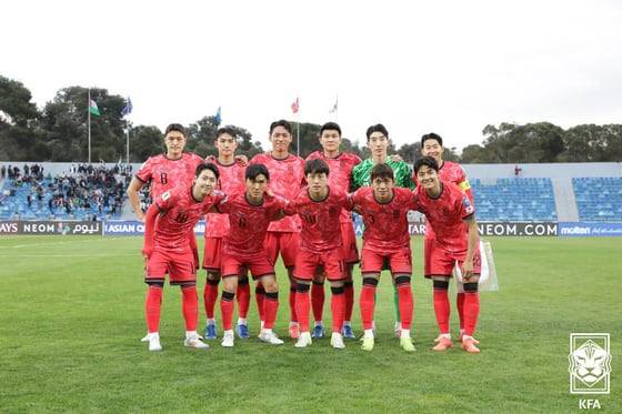 경기를 앞둔 한국축구대표팀의 모습. /대한축구협회 제공