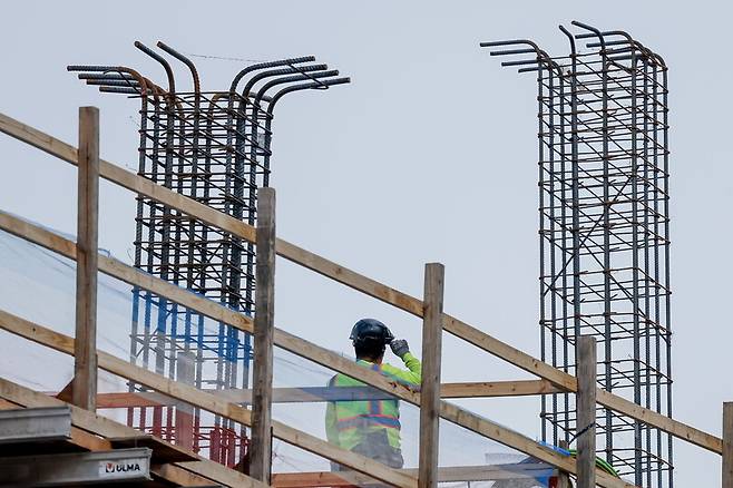 미국 애틀랜타 조지아주 의회 신축 청사 건설 현장에서 철근이 사용되고 있는 모습. EPA연합뉴스
