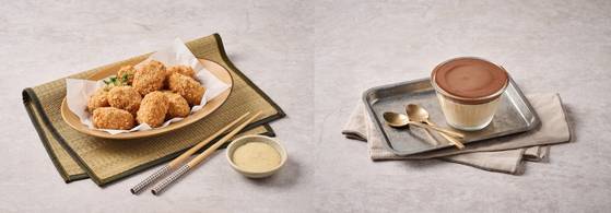 오스틴강 셰프가 제안하는 된장 아이올리소스를 곁들인 두부 크로켓과 실키 두유 땅콩버터 푸딩. 사진 쿠킹