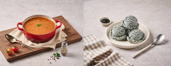 송사월 셰프가 개발한 챌린지 메뉴, 두부 칠리스튜와 흑임자 순두부 두유 아이스크림. 사진 쿠킹