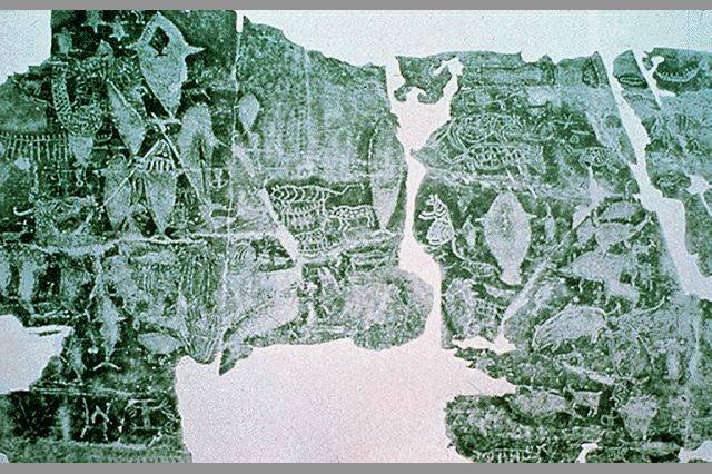 반구대 암각화 탁본을 복원한 모습. 반구대 암각화 발견 이후 무분별한 탁본이 진행되면서 암각화 훼손도 부추겼다는 지적이다. 부산일보DB