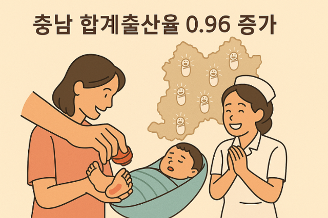 아기 발도장을 찍는 부모와 옆에서 환하게 웃는 간호사를 한국일보 인공지능(HAI)이 그린 가상 이미지