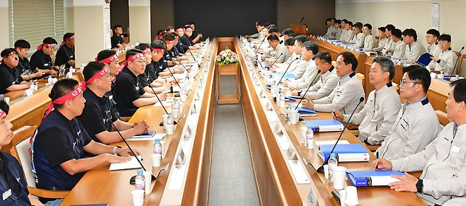 현대차 노사의 지난해 임단협 현장 [연합]