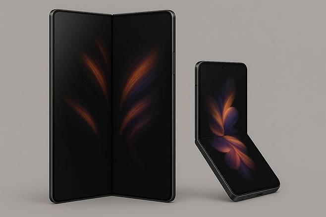 [서울=뉴시스] 이주영 수습 기자 = 삼성전자의 갤럭시 Z 폴드 7, Z 플립 7 예상도를 인공지능으로 생성한 이미지. 2025.06.05. zoo@newsis.com *재판매 및 DB 금지