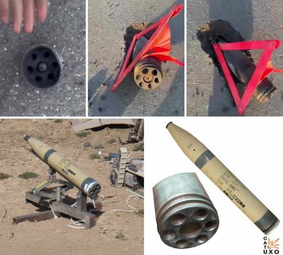 지난 4월 러시아 블라디미르주 키르자흐에 있는 미사일포병총국(GRAU) 최대 제51 무기고 폭발 당시 발견된 북한제 107㎜ 75식 견인식 다연장로켓시스템(MLRS)용 탄약 파편. 텔레그램