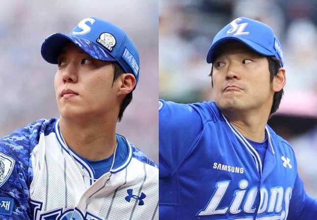 삼성 원태인(왼쪽)과 백정현. /사진=삼성 라이온즈 제공