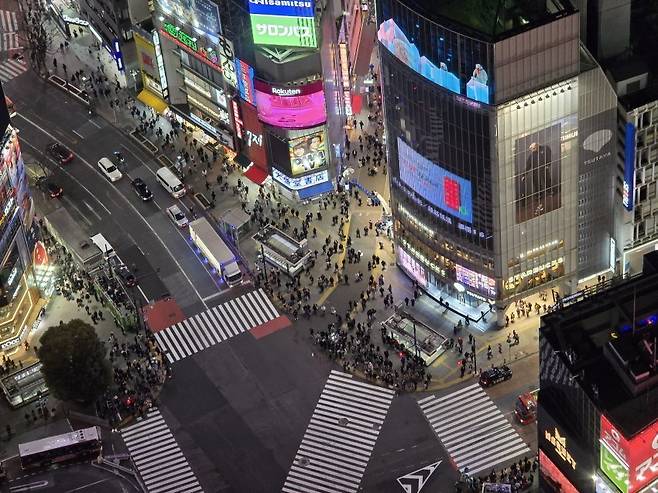 일본 도쿄 시부야스카이에서 찍은 전망대 풍경 사진