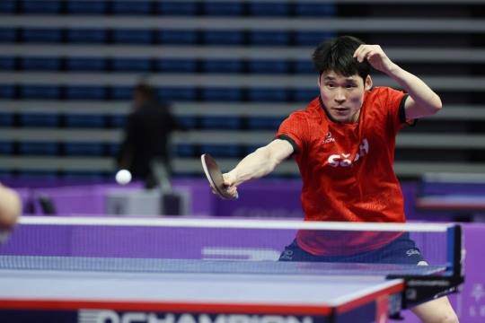 프로탁구리그에 나선 장우진의 경기 장면. 사진[연합뉴스]