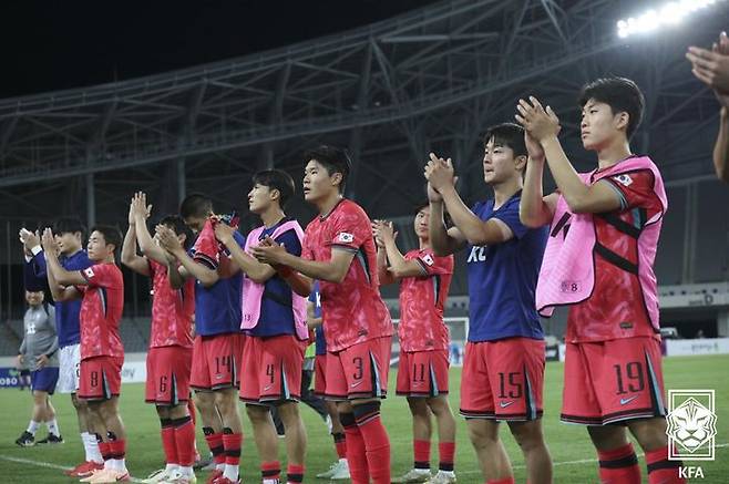 [서울=뉴시스] 이민성 감독이 이끄는 남자 22세 이하(U-22) 축구 국가대표팀. (사진=대한축구협회 제공) *재판매 및 DB 금지