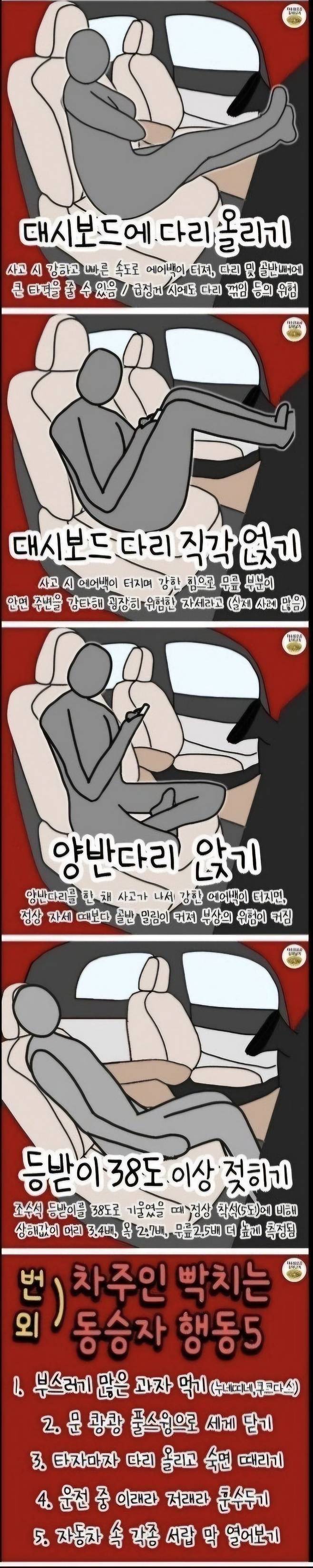 진짜 위험한 조수석 자세