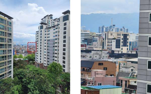 오른쪽 사진은 왼쪽의 표시된 광경을 10배 확대한 모습이다. 로봇 수술은 이처럼 최대 10~15배 확대된 화면을 통해 수술 부위를 더 정밀하게 확인할 수 있어 합병증 감소에 유리하다./사진=최세영 교수 제공