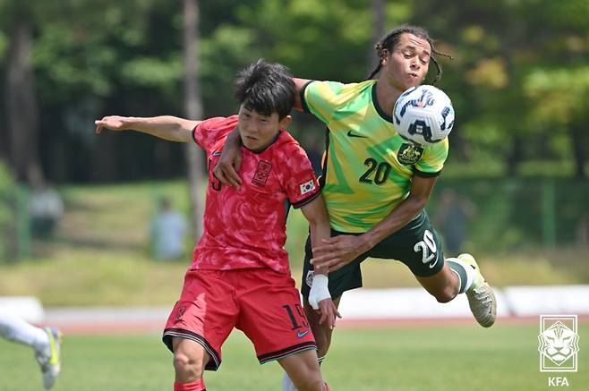 U-22 축구대표팀과 호주의 비공개 평가전 모습. 사진=KFA