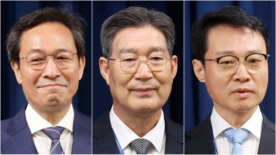 이재명 대통령이 8일 3명의 수석비서관을 임명했다. 왼쪽부터 우상호 정무수석, 오광수 민정수석, 이규연 홍보소통수석. 대통령실사진기자단