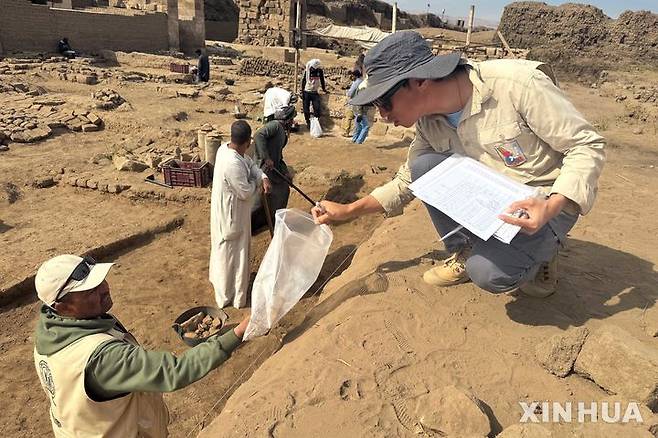 [룩소르 = 신화/뉴시스] 이집트 룩소르의 고대 무덤 터에서 문화재 발굴단이올해 1월 9일 고대 유물의 흔적들을 조사하고 있다. 룩소르는 가장 많은 파라오 무덤이 발굴된 관광 명소로 유명하다. 2025.06.09.