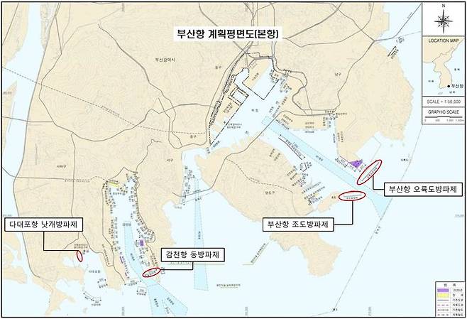 [부산=뉴시스] 2025년 부산항 항만시설물 보수공사 위치도 (그림=부산지방해양수산청 부산항건설사무소 제공) 2025.06.09. photo@newsis.com *재판매 및 DB 금지