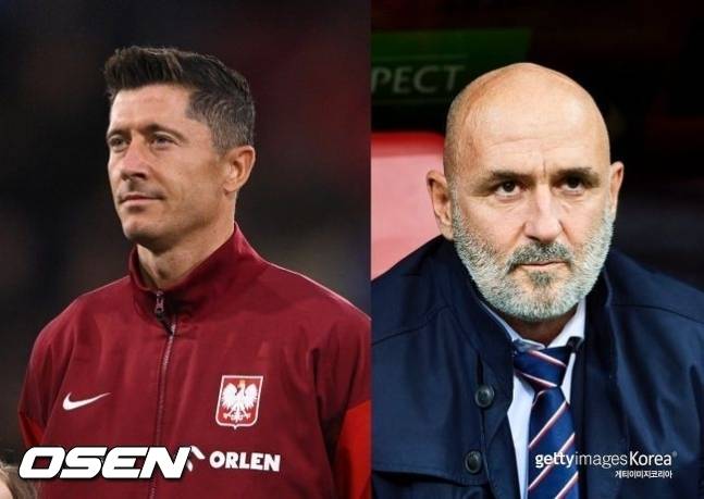 [사진] (왼쪽부터) 로베르트 레반도프스키와 미하우 프로비에시 감독 ⓒGettyimages(무단전재 및 재배포 금지)
