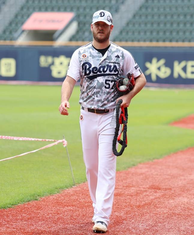 8일 경기을 앞두고 훈련을 마친 콜어빈. /사진=두산 베어스