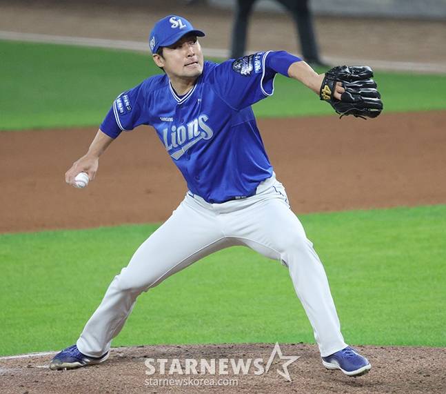 삼성 라이온즈 임창민이 역투하고 있다. /사진=김진경 대기자