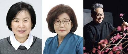 김영이·김영희·최성우 씨 왼쪽부터 국가무형유산 '자수장' 보유자 김영이 씨, 김영희 씨, '궁중채화' 보유자 최성우 씨 [국가유산청 제공. 재판매 및 DB 금지]